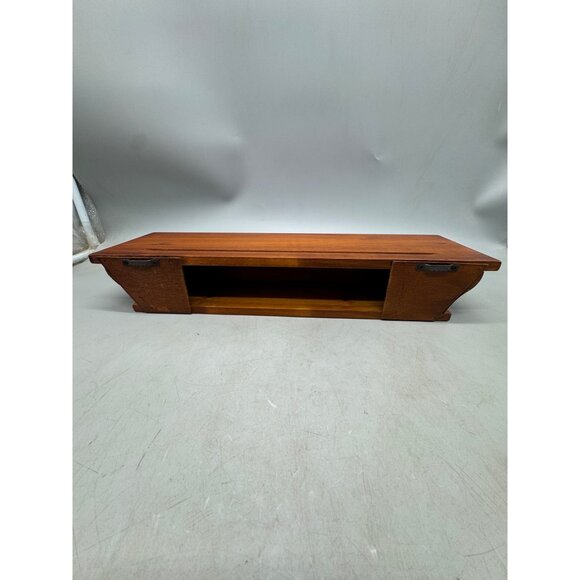 Island Rattan Wooden Woven Design Floating Shelf Brown Holds 6 LBS READ - Picture 8 of 15